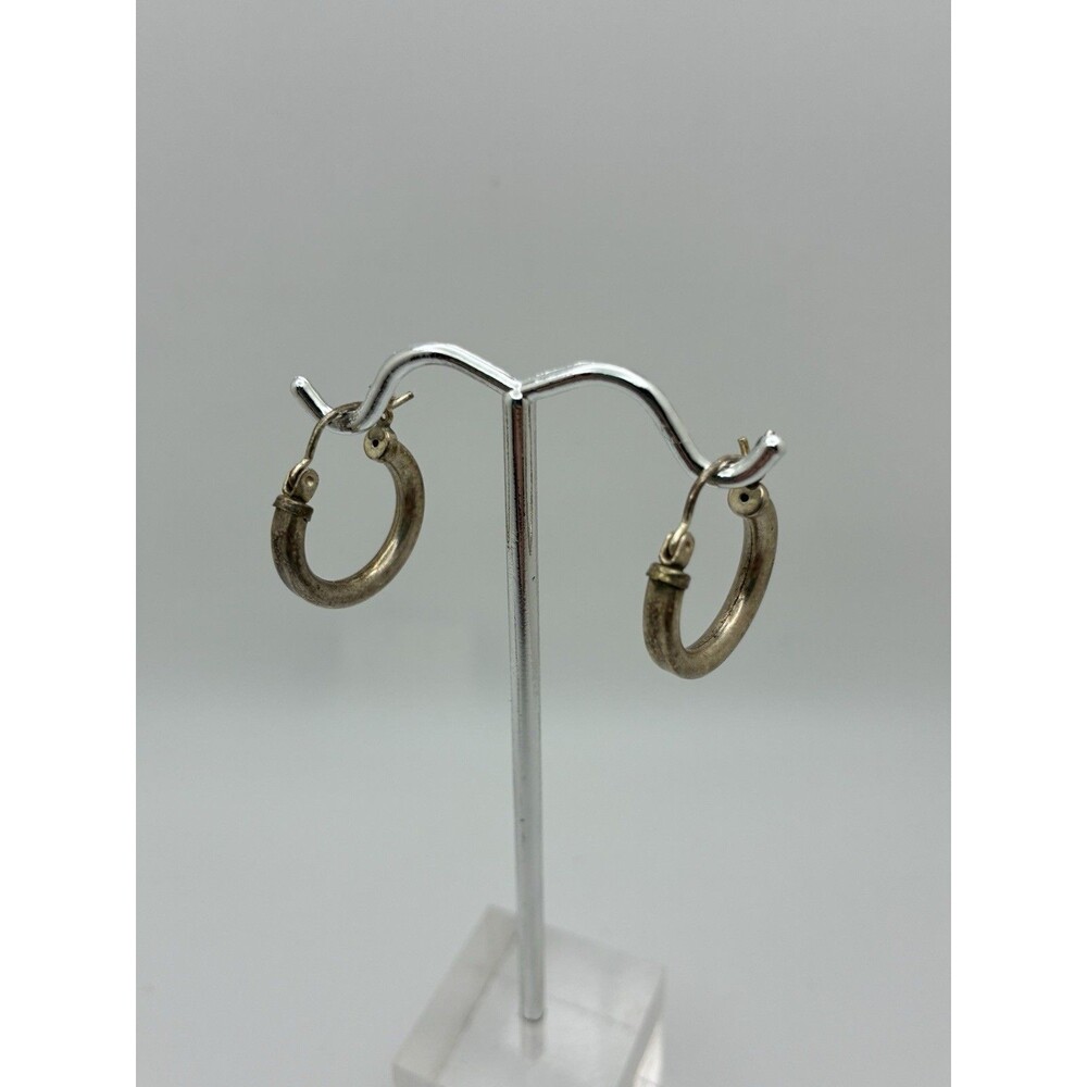 Sterling Silver Hollow Hoop Pierced Earrings Signed “Ster JWA”? Vintage